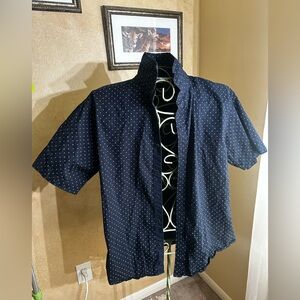 Kenneth Cole Dark Blue Shirt with White and Orange Accents